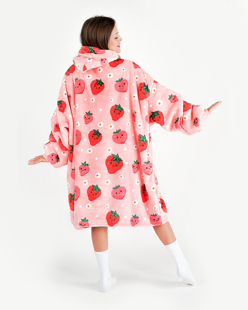 ciepła kocobluza bluza koc Bloozie truskawka różowa truskawki