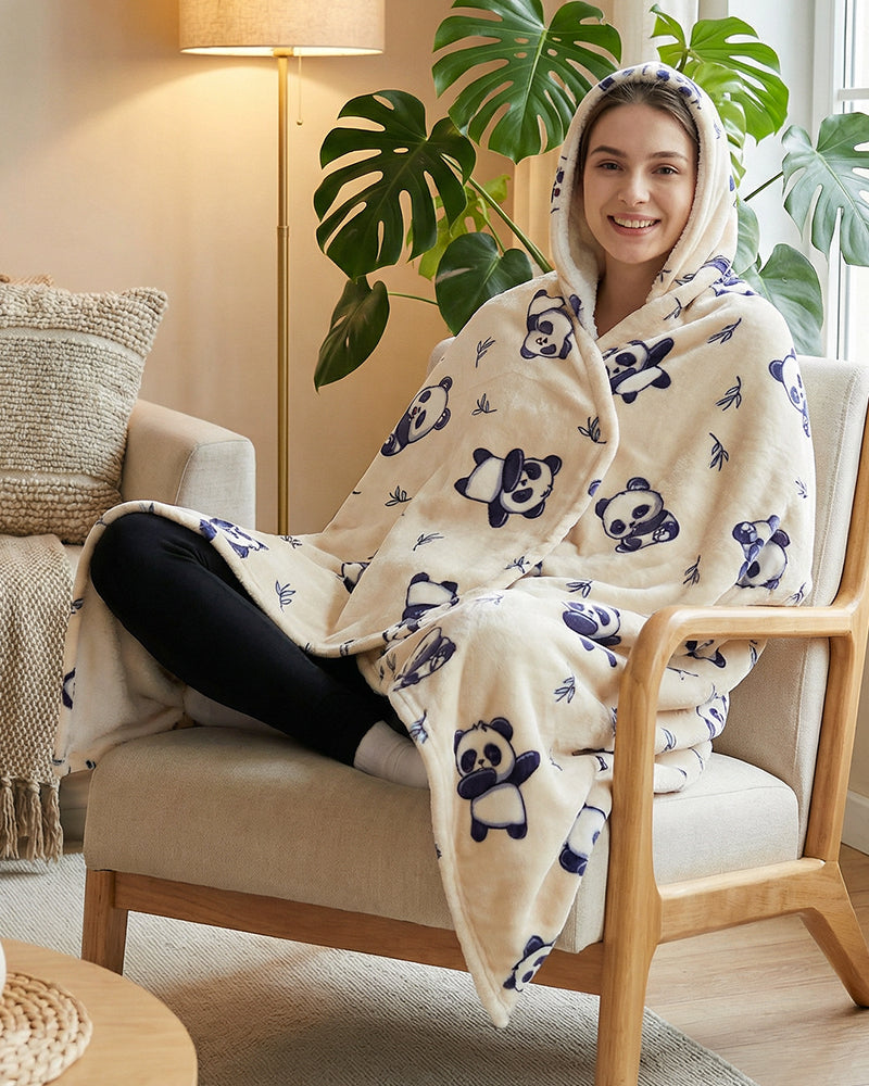 Bloozie Koc z kapturem Sherpa - Panda