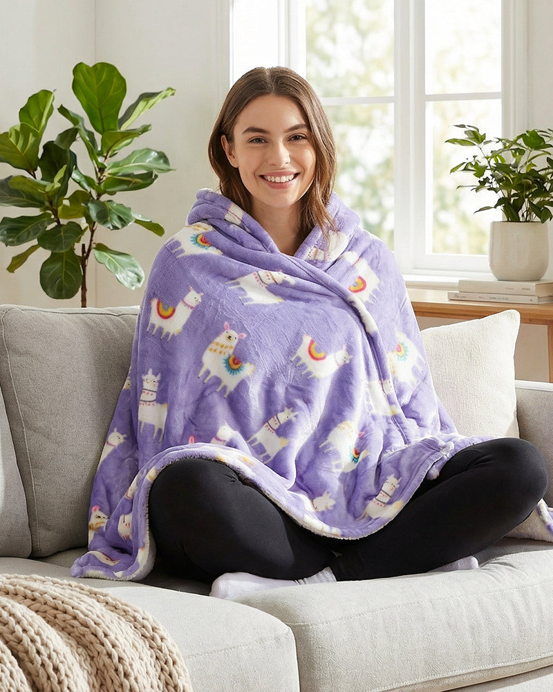 Bloozie Koc z kapturem Sherpa - Alpaka