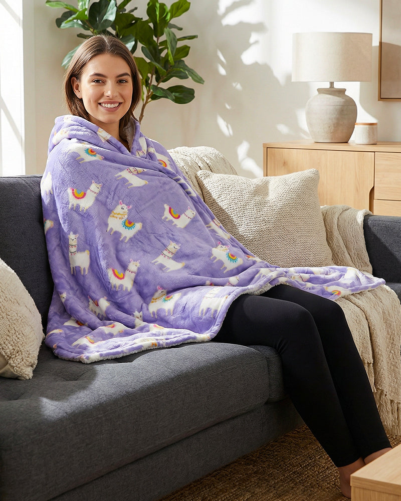 Bloozie Koc z kapturem Sherpa - Alpaka