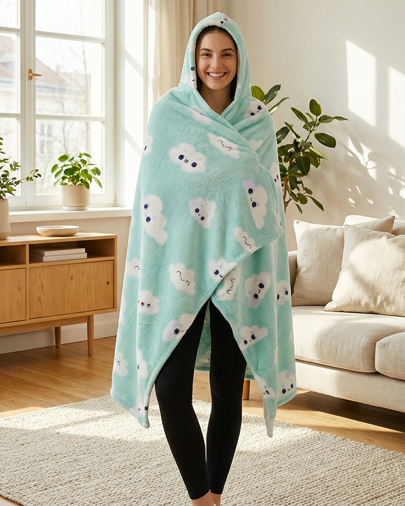 Bloozie Koc z kapturem Sherpa - Chmurka