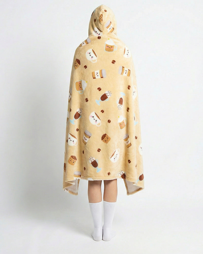 Bloozie Koc z kapturem Sherpa - Kawa